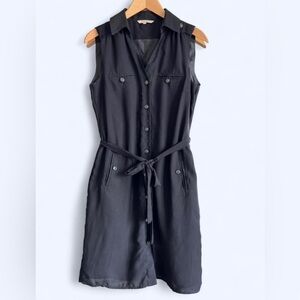 RW&CO. Womens Black Button Up Collar Preppy Minimalist Belted Midi Dress Medium